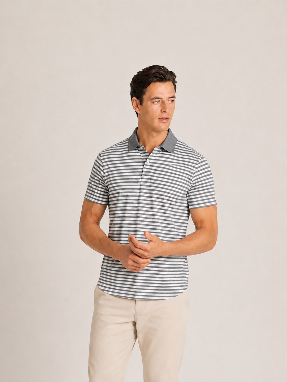 Bonobos Performance Golf Polo Gray Stripe Slim Fit S NWT
